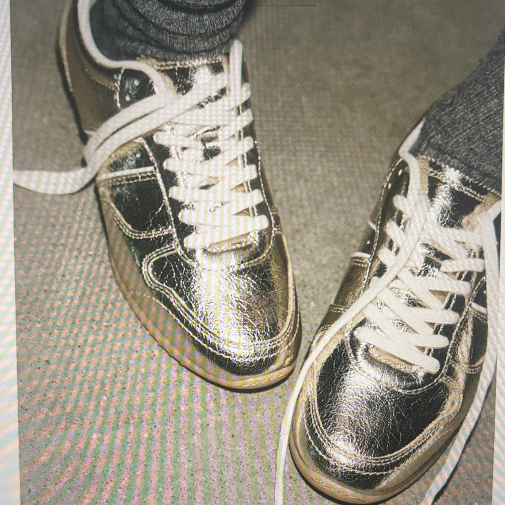 Zara Metallic Gold Sneakers
